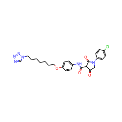 O=C1CN(c2ccc(Cl)cc2)C(=O)C1C(=O)Nc1ccc(OCCCCCCCn2cnnn2)cc1 ZINC000026010662