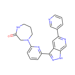 O=C1CN(c2cccc(-c3n[nH]c4cnc(-c5cccnc5)cc34)n2)CCCN1 ZINC000205269525