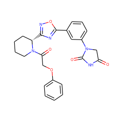 O=C1CN(c2cccc(-c3nc([C@H]4CCCCN4C(=O)COc4ccccc4)no3)c2)C(=O)N1 ZINC000144511909