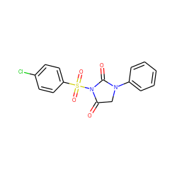 O=C1CN(c2ccccc2)C(=O)N1S(=O)(=O)c1ccc(Cl)cc1 ZINC000013763548