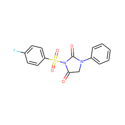 O=C1CN(c2ccccc2)C(=O)N1S(=O)(=O)c1ccc(F)cc1 ZINC000013763550