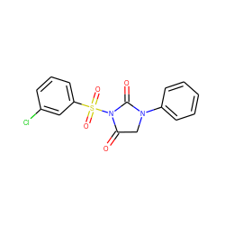 O=C1CN(c2ccccc2)C(=O)N1S(=O)(=O)c1cccc(Cl)c1 ZINC000013763545