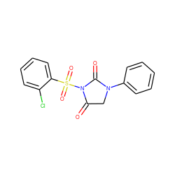 O=C1CN(c2ccccc2)C(=O)N1S(=O)(=O)c1ccccc1Cl ZINC000013763543