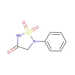 O=C1CN(c2ccccc2)S(=O)(=O)N1 ZINC000006475522