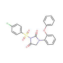 O=C1CN(c2ccccc2Oc2ccccc2)C(=O)N1S(=O)(=O)c1ccc(Cl)cc1 ZINC000013763626