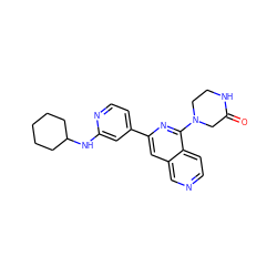 O=C1CN(c2nc(-c3ccnc(NC4CCCCC4)c3)cc3cnccc23)CCN1 ZINC000058569466