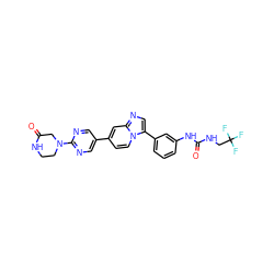 O=C1CN(c2ncc(-c3ccn4c(-c5cccc(NC(=O)NCC(F)(F)F)c5)cnc4c3)cn2)CCN1 ZINC000147076057