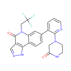 O=C1CN(c2ncccc2-c2ccc3c4[nH]ncc4c(=O)n(CC(F)(F)F)c3c2)CCN1 ZINC000220110202