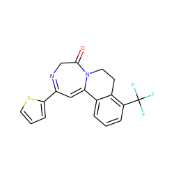 O=C1CN=C(c2cccs2)C=C2c3cccc(C(F)(F)F)c3CCN12 ZINC000149116450