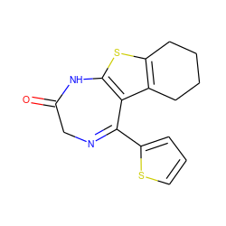 O=C1CN=C(c2cccs2)c2c(sc3c2CCCC3)N1 ZINC000004388791