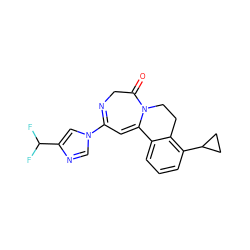 O=C1CN=C(n2cnc(C(F)F)c2)C=C2c3cccc(C4CC4)c3CCN12 ZINC000149155096