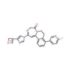 O=C1CN=C(n2cnc(C3(O)COC3)c2)C=C2c3cccc(-c4ccc(F)nc4)c3CCN12 ZINC000149139688