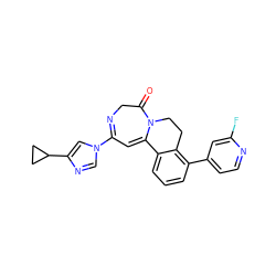 O=C1CN=C(n2cnc(C3CC3)c2)C=C2c3cccc(-c4ccnc(F)c4)c3CCN12 ZINC000149113948