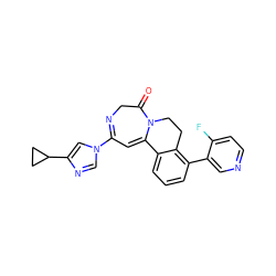 O=C1CN=C(n2cnc(C3CC3)c2)C=C2c3cccc(-c4cnccc4F)c3CCN12 ZINC000149137052