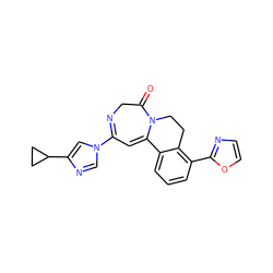 O=C1CN=C(n2cnc(C3CC3)c2)C=C2c3cccc(-c4ncco4)c3CCN12 ZINC000149074738