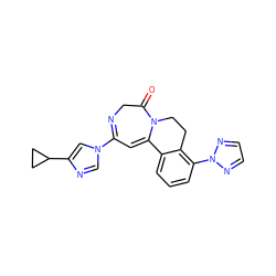 O=C1CN=C(n2cnc(C3CC3)c2)C=C2c3cccc(-n4nccn4)c3CCN12 ZINC000149126320