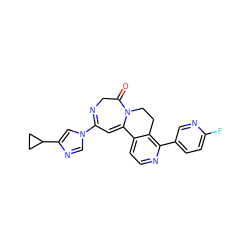 O=C1CN=C(n2cnc(C3CC3)c2)C=C2c3ccnc(-c4ccc(F)nc4)c3CCN12 ZINC000149237788