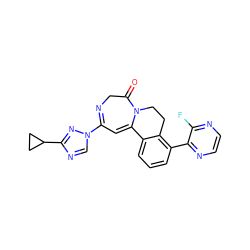 O=C1CN=C(n2cnc(C3CC3)n2)C=C2c3cccc(-c4nccnc4F)c3CCN12 ZINC000149270294