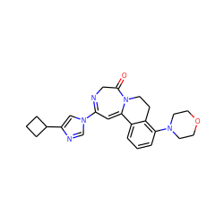 O=C1CN=C(n2cnc(C3CCC3)c2)C=C2c3cccc(N4CCOCC4)c3CCN12 ZINC000149095293