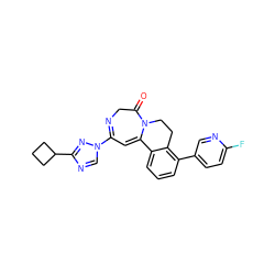 O=C1CN=C(n2cnc(C3CCC3)n2)C=C2c3cccc(-c4ccc(F)nc4)c3CCN12 ZINC000149090063