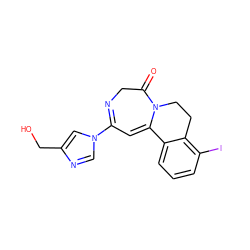 O=C1CN=C(n2cnc(CO)c2)C=C2c3cccc(I)c3CCN12 ZINC000149064968