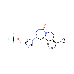 O=C1CN=C(n2cnc(COC(F)(F)F)c2)C=C2c3cccc(C4CC4)c3CCN12 ZINC000149088013