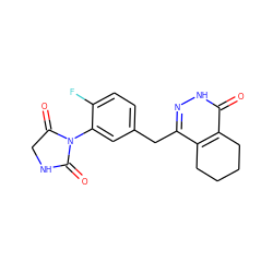 O=C1CNC(=O)N1c1cc(Cc2n[nH]c(=O)c3c2CCCC3)ccc1F ZINC000148320531