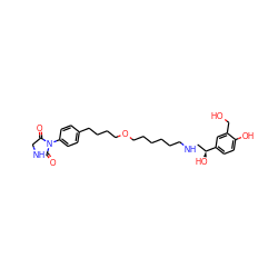 O=C1CNC(=O)N1c1ccc(CCCCOCCCCCCNC[C@H](O)c2ccc(O)c(CO)c2)cc1 ZINC000072110413