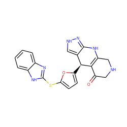 O=C1CNCC2=C1[C@@H](c1ccc(Sc3nc4ccccc4[nH]3)o1)c1c[nH]nc1N2 ZINC000118039298