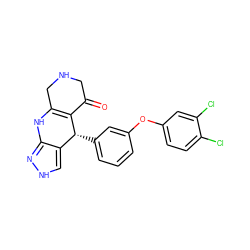 O=C1CNCC2=C1[C@H](c1cccc(Oc3ccc(Cl)c(Cl)c3)c1)c1c[nH]nc1N2 ZINC000118046228