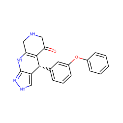 O=C1CNCC2=C1[C@H](c1cccc(Oc3ccccc3)c1)c1c[nH]nc1N2 ZINC000118046161