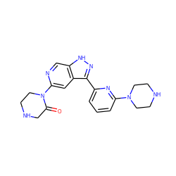 O=C1CNCCN1c1cc2c(-c3cccc(N4CCNCC4)n3)n[nH]c2cn1 ZINC000205261095