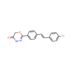 O=C1COC(c2ccc(/C=C/c3ccc(Cl)cc3)cc2)=NN1 ZINC001772615740