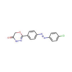 O=C1COC(c2ccc(/N=N/c3ccc(Cl)cc3)cc2)=NN1 ZINC001772586475