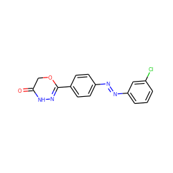 O=C1COC(c2ccc(/N=N/c3cccc(Cl)c3)cc2)=NN1 ZINC001772616984