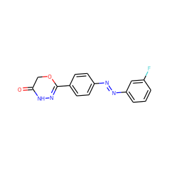 O=C1COC(c2ccc(/N=N/c3cccc(F)c3)cc2)=NN1 ZINC001772655428