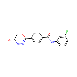 O=C1COC(c2ccc(C(=O)Nc3cccc(Cl)c3)cc2)=NN1 ZINC001772576891