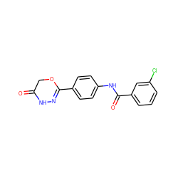 O=C1COC(c2ccc(NC(=O)c3cccc(Cl)c3)cc2)=NN1 ZINC001772615507