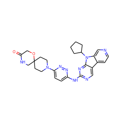 O=C1COC2(CCN(c3ccc(Nc4ncc5c6ccncc6n(C6CCCC6)c5n4)nn3)CC2)CN1 ZINC000117680956