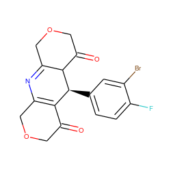 O=C1COCC2=C1[C@H](c1ccc(F)c(Br)c1)C1C(=O)COCC1=N2 ZINC000013580040