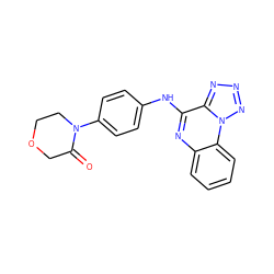 O=C1COCCN1c1ccc(Nc2nc3ccccc3n3nnnc23)cc1 ZINC000205764928