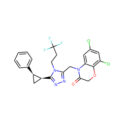 O=C1COc2c(Cl)cc(Cl)cc2N1Cc1nnc([C@H]2C[C@H]2c2ccccc2)n1CCC(F)(F)F ZINC000071340841