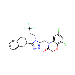 O=C1COc2c(Cl)cc(Cl)cc2N1Cc1nnc([C@H]2CCc3ccccc3C2)n1CCC(F)(F)F ZINC000071331963