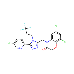 O=C1COc2c(Cl)cc(Cl)cc2N1Cc1nnc(-c2ccc(Cl)cn2)n1CCC(F)(F)F ZINC000071331553