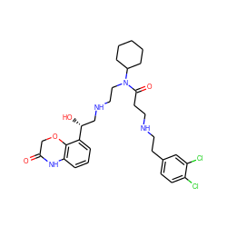 O=C1COc2c(cccc2[C@H](O)CNCCN(C(=O)CCNCCc2ccc(Cl)c(Cl)c2)C2CCCCC2)N1 ZINC000473110539