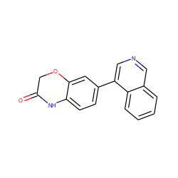 O=C1COc2cc(-c3cncc4ccccc34)ccc2N1 ZINC000115280318