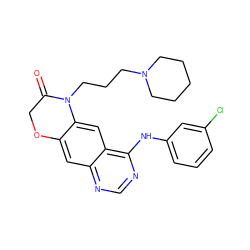 O=C1COc2cc3ncnc(Nc4cccc(Cl)c4)c3cc2N1CCCN1CCCCC1 ZINC000653742710