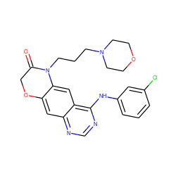 O=C1COc2cc3ncnc(Nc4cccc(Cl)c4)c3cc2N1CCCN1CCOCC1 ZINC000653730526