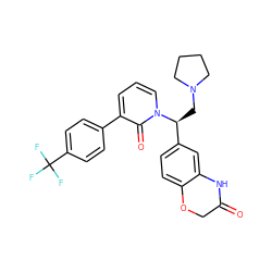 O=C1COc2ccc([C@H](CN3CCCC3)n3cccc(-c4ccc(C(F)(F)F)cc4)c3=O)cc2N1 ZINC000013488449