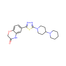 O=C1COc2ccc(-c3nnc(N4CCC(N5CCCCC5)CC4)s3)cc2N1 ZINC000084670582